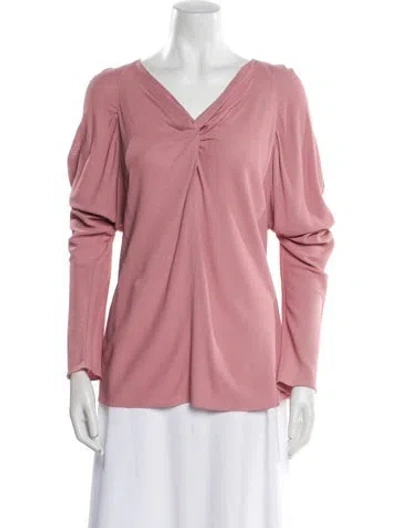 Pre-owned Tom Ford V-neck Long Sleeve Blouse In Pink