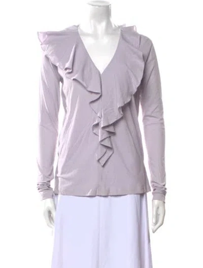 Pre-owned Tom Ford V-neck Long Sleeve Blouse In Purple