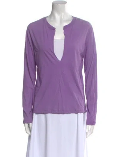 Pre-owned Tom Ford V-neck Long Sleeve Blouse In Purple
