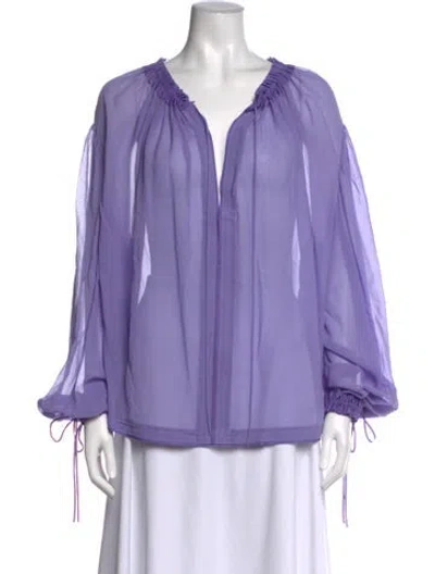 Pre-owned Tom Ford V-neck Long Sleeve Blouse In Purple