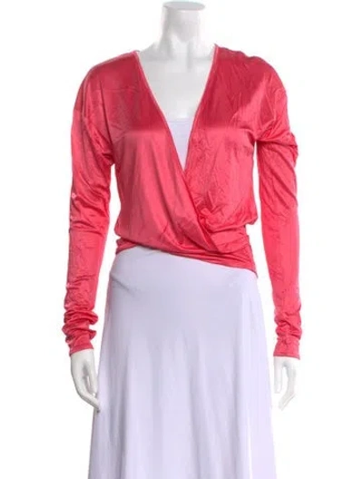 Pre-owned Tom Ford V-neck Long Sleeve Crop Top In Pink
