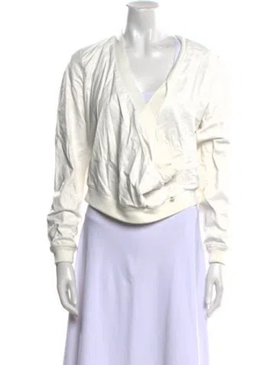 Pre-owned Tom Ford V-neck Long Sleeve Crop Top In White