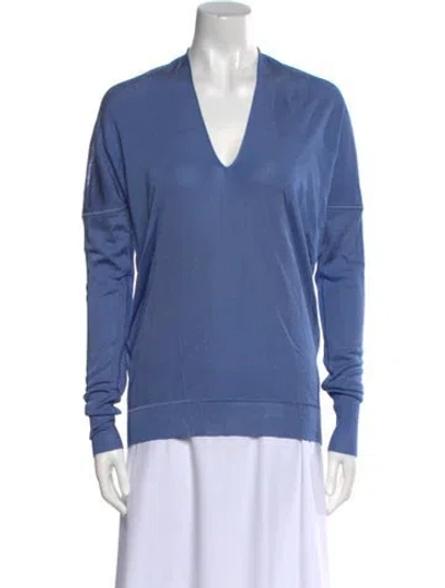 Pre-owned Tom Ford V-neck Long Sleeve Sweatshirt In Blue