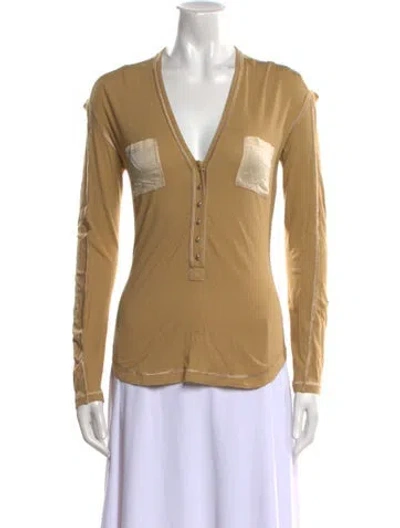 Pre-owned Tom Ford V-neck Long Sleeve Top In Neutral