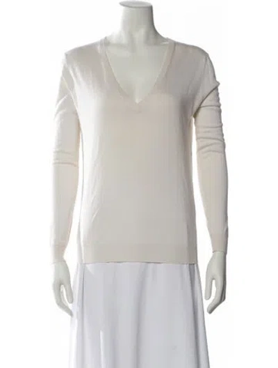 Pre-owned Tom Ford V-neck Long Sleeve T-shirt In White