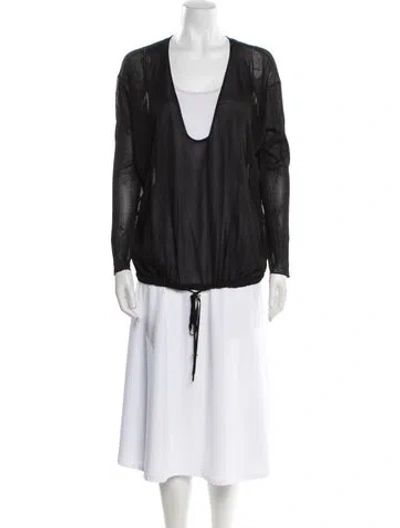 Pre-owned Tom Ford V-neck Long Sleeve Tunic In Black