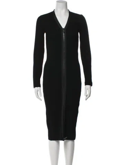 Pre-owned Tom Ford V-neck Midi Length Dress In Black