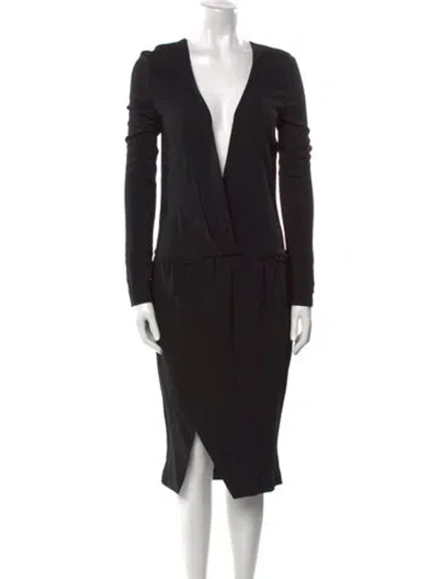 Pre-owned Tom Ford V-neck Midi Length Dress In Black