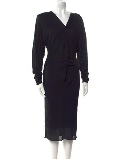 Pre-owned Tom Ford V-neck Midi Length Dress In Black