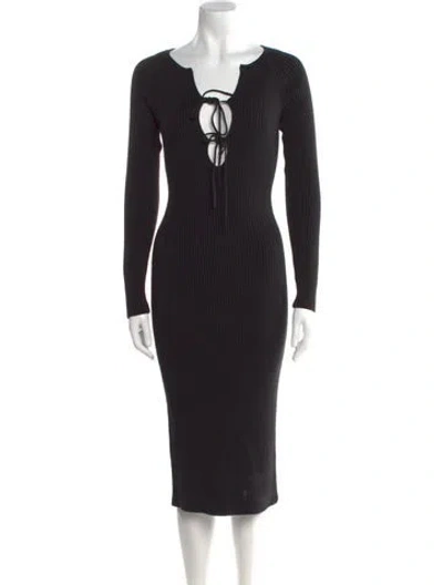 Pre-owned Tom Ford V-neck Midi Length Dress In Black