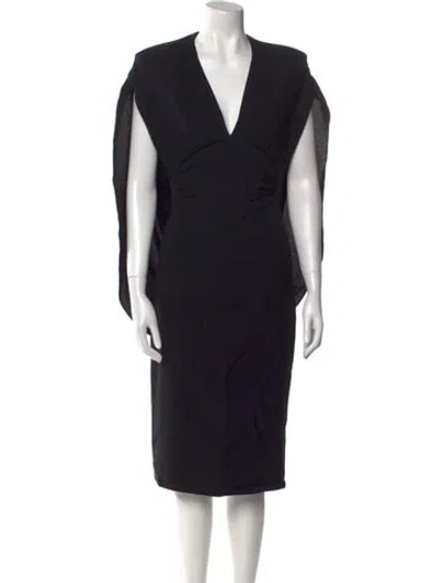 Pre-owned Tom Ford V-neck Midi Length Dress In Black