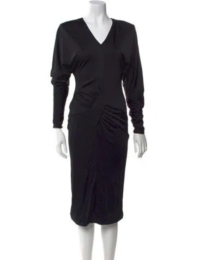 Pre-owned Tom Ford V-neck Midi Length Dress In Black