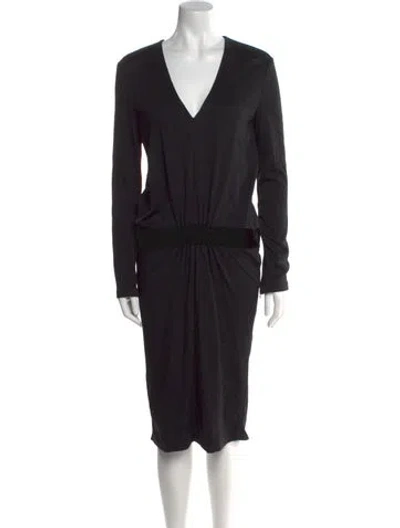 Pre-owned Tom Ford V-neck Midi Length Dress In Black
