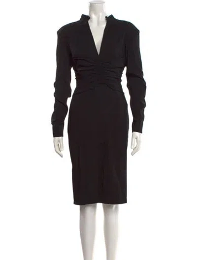 Pre-owned Tom Ford V-neck Midi Length Dress In Black
