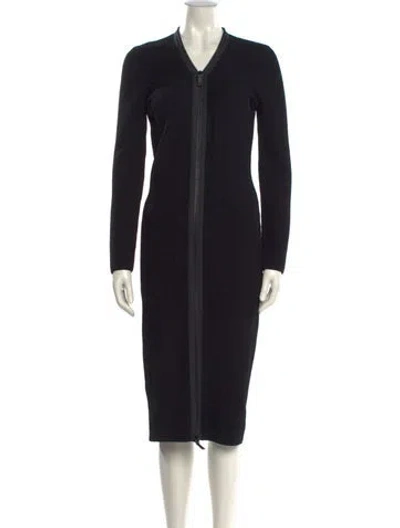Pre-owned Tom Ford V-neck Midi Length Dress In Black