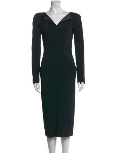 Pre-owned Tom Ford V-neck Midi Length Dress In Black