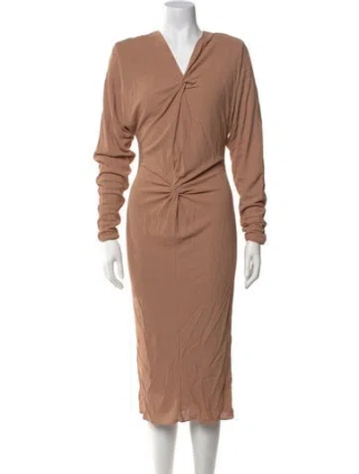 Pre-owned Tom Ford V-neck Midi Length Dress In Neutral