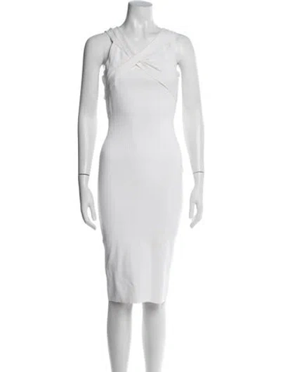 Pre-owned Tom Ford V-neck Midi Length Dress In Neutral