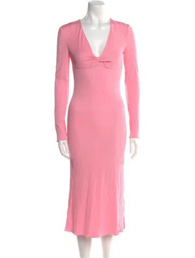 Pre-owned Tom Ford V-neck Midi Length Dress In Pink