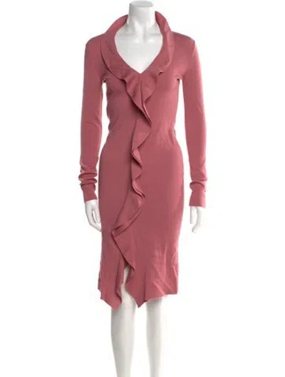 Pre-owned Tom Ford V-neck Midi Length Dress In Pink