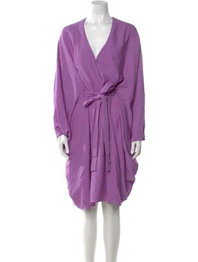 Pre-owned Tom Ford V-neck Midi Length Dress In Purple