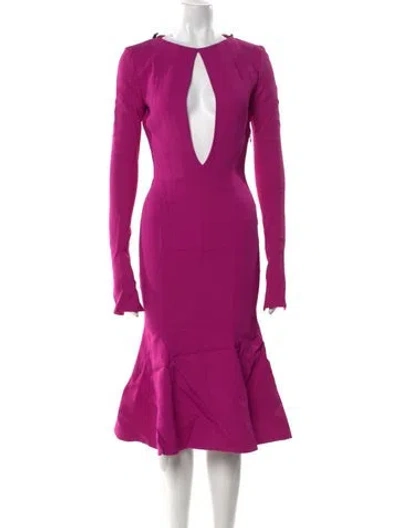 Pre-owned Tom Ford V-neck Midi Length Dress In Purple