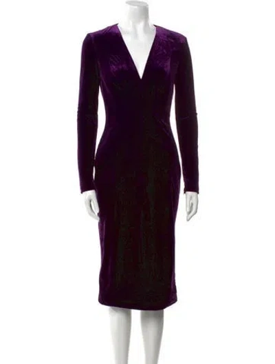 Pre-owned Tom Ford V-neck Midi Length Dress In Purple
