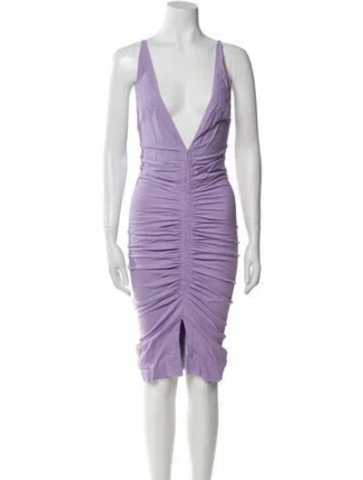 Pre-owned Tom Ford V-neck Midi Length Dress In Purple