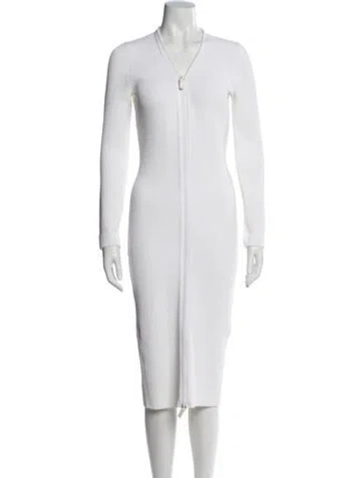 Pre-owned Tom Ford V-neck Midi Length Dress In White
