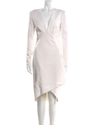 Pre-owned Tom Ford V-neck Midi Length Dress In White