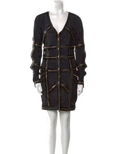 Pre-owned Tom Ford V-neck Mini Dress In Black