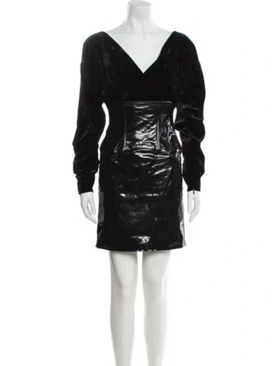Pre-owned Tom Ford V-neck Mini Dress In Black