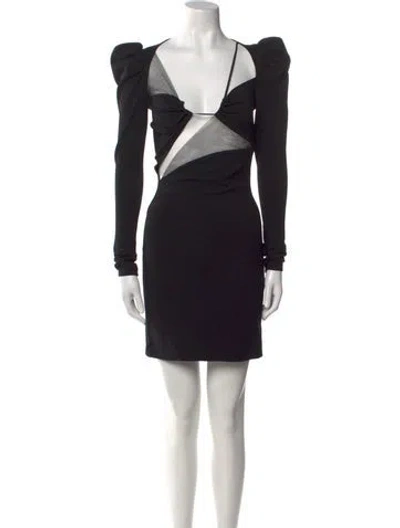 Pre-owned Tom Ford V-neck Mini Dress In Black