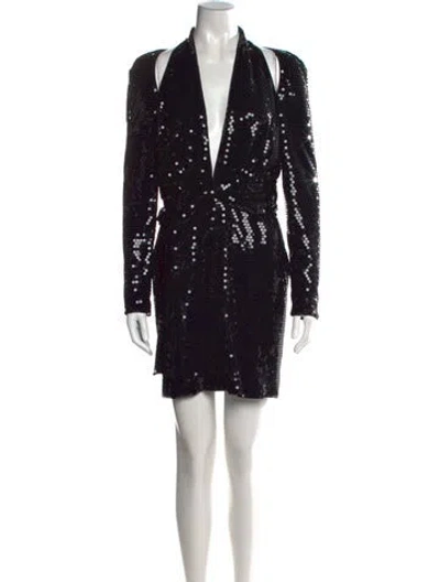 Pre-owned Tom Ford V-neck Mini Dress In Black