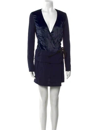 Pre-owned Tom Ford V-neck Mini Dress In Blue