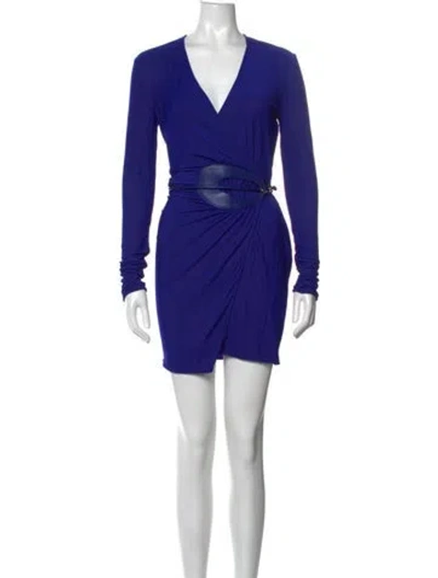 Pre-owned Tom Ford V-neck Mini Dress In Blue