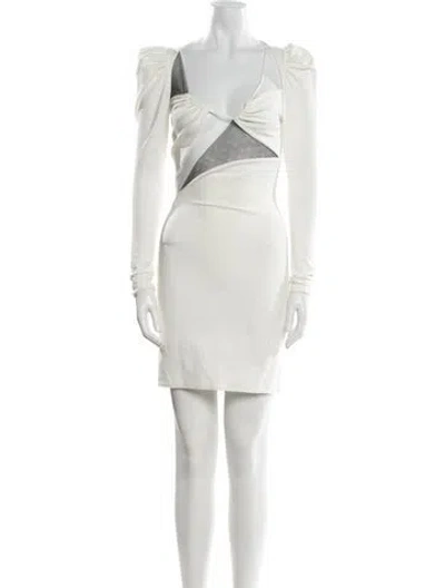 Pre-owned Tom Ford V-neck Mini Dress In White