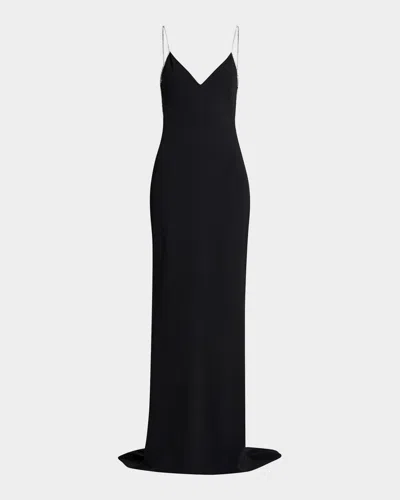 Tom Ford V-neck Open-back Trumpet Gown In Black  Cr