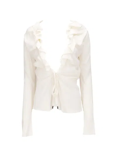 Tom Ford V-neck Ruffled Blouse In White