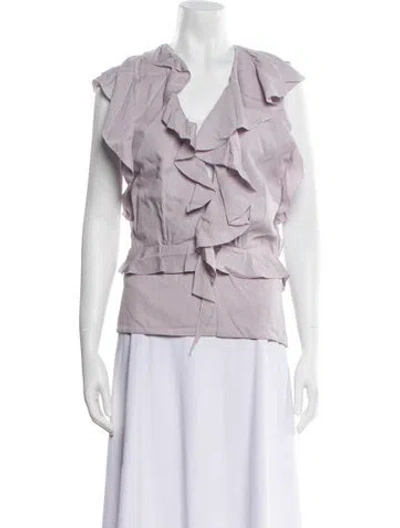 Pre-owned Tom Ford V-neck Short Sleeve Blouse In Purple