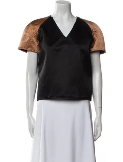 Pre-owned Tom Ford V-neck Short Sleeve Crop Top In Black