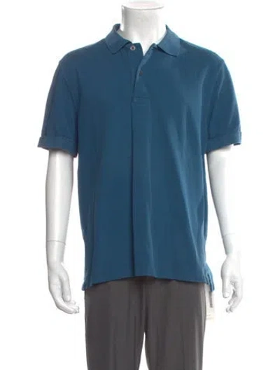 Pre-owned Tom Ford V-neck Short Sleeve Polo Shirt In Blue