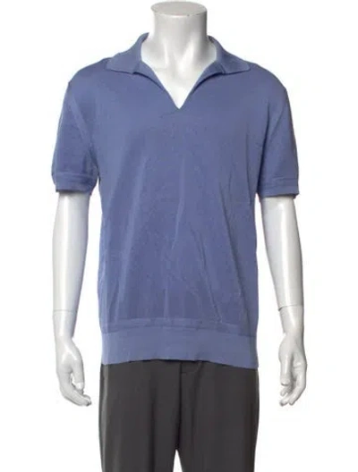 Pre-owned Tom Ford V-neck Short Sleeve Polo Sweater In Blue