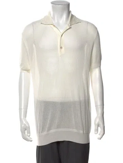 Pre-owned Tom Ford V-neck Short Sleeve Polo Sweater In Neutrals
