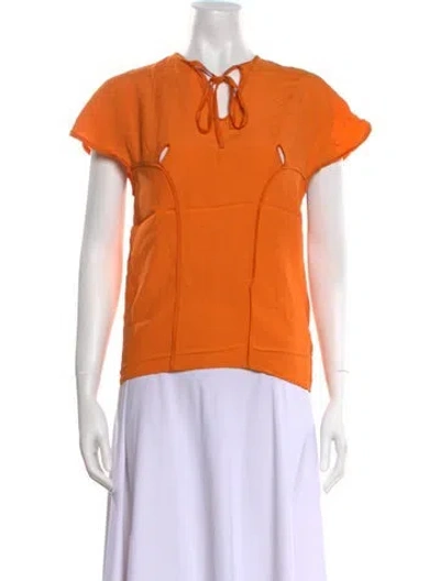 Pre-owned Tom Ford V-neck Short Sleeve Top In Orange