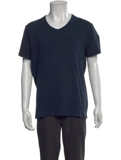 Pre-owned Tom Ford V-neck Short Sleeve T-shirt In Blue