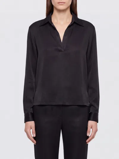Tom Ford V-neck Silk Blouse With Long Dropped-shoulder Sleeves In Black