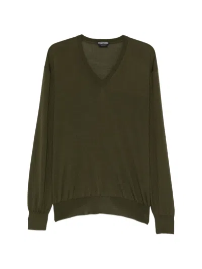 Tom Ford V-neck Sweater In Green