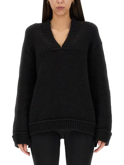 Tom Ford V-neck Wool Blend Sweater In Black