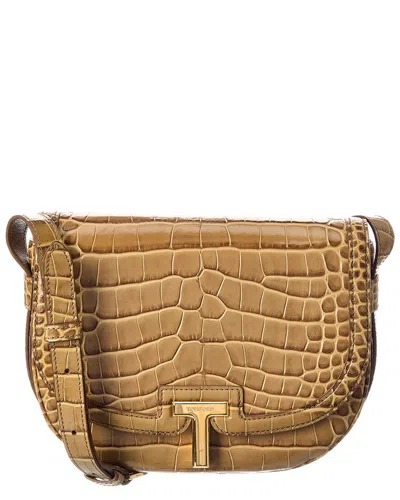 Tom Ford Walis Croc-embossed Leather Shoulder Bag In Brown